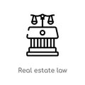 outline real estate law vector icon. isolated black simple line element illustration from law and justice concept. editable vector Royalty Free Stock Photo