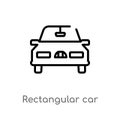 outline rectangular car front vector icon. isolated black simple line element illustration from mechanicons concept. editable