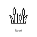 outline reed vector icon. isolated black simple line element illustration from nature concept. editable vector stroke reed icon on Royalty Free Stock Photo