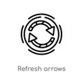 outline refresh arrows vector icon. isolated black simple line element illustration from user interface concept. editable vector