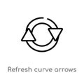 outline refresh curve arrows vector icon. isolated black simple line element illustration from ultimate glyphicons concept. Royalty Free Stock Photo