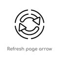 outline refresh page arrow button vector icon. isolated black simple line element illustration from user interface concept.