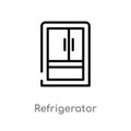 outline refrigerator vector icon. isolated black simple line element illustration from furniture and household concept. editable