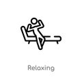 outline relaxing vector icon. isolated black simple line element illustration from activity and hobbies concept. editable vector