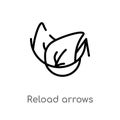 outline reload arrows vector icon. isolated black simple line element illustration from ecology concept. editable vector stroke Royalty Free Stock Photo