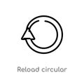 outline reload circular arrow vector icon. isolated black simple line element illustration from ultimate glyphicons concept.