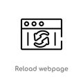 outline reload webpage vector icon. isolated black simple line element illustration from user interface concept. editable vector Royalty Free Stock Photo