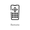 outline remote vector icon. isolated black simple line element illustration from smart house concept. editable vector stroke Royalty Free Stock Photo