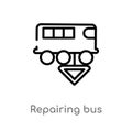 outline repairing bus vector icon. isolated black simple line element illustration from mechanicons concept. editable vector Royalty Free Stock Photo