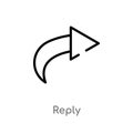outline reply vector icon. isolated black simple line element illustration from content concept. editable vector stroke reply icon