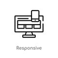 outline responsive vector icon. isolated black simple line element illustration from strategy concept. editable vector stroke