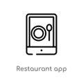 outline restaurant app vector icon. isolated black simple line element illustration from computer concept. editable vector stroke