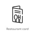 outline restaurant card vector icon. isolated black simple line element illustration from commerce concept. editable vector stroke