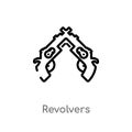 outline revolvers vector icon. isolated black simple line element illustration from weapons concept. editable vector stroke