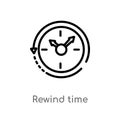 outline rewind time vector icon. isolated black simple line element illustration from general concept. editable vector stroke Royalty Free Stock Photo