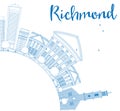Outline Richmond (Virginia) Skyline with Blue Buildings