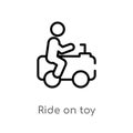 outline ride on toy vector icon. isolated black simple line element illustration from toys concept. editable vector stroke ride on Royalty Free Stock Photo
