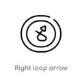 outline right loop arrow vector icon. isolated black simple line element illustration from user interface concept. editable vector Royalty Free Stock Photo