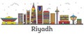 Outline Riyadh Saudi Arabia City Skyline with Color Buildings Is