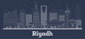 Outline Riyadh Saudi Arabia City Skyline with White Buildings