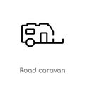 outline road caravan vector icon. isolated black simple line element illustration from transport concept. editable vector stroke Royalty Free Stock Photo