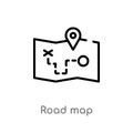 outline road map vector icon. isolated black simple line element illustration from travel concept. editable vector stroke road map