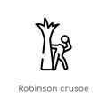 outline robinson crusoe vector icon. isolated black simple line element illustration from literature concept. editable vector