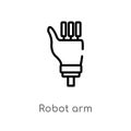 outline robot arm vector icon. isolated black simple line element illustration from future technology concept. editable vector