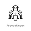 outline robot of japan vector icon. isolated black simple line element illustration from other concept. editable vector stroke Royalty Free Stock Photo