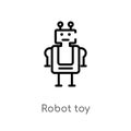 outline robot toy vector icon. isolated black simple line element illustration from toys concept. editable vector stroke robot toy