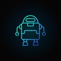 Outline robot vector blue concept icon on dark background Royalty Free Stock Photo