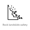 outline rock landslide safety vector icon. isolated black simple line element illustration from maps and flags concept. editable Royalty Free Stock Photo