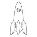 Outline rocket icon. Spacecraft symbol. Spaceship button