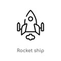 outline rocket ship vector icon. isolated black simple line element illustration from astronomy concept. editable vector stroke Royalty Free Stock Photo