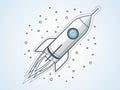 Outline rocket. Space travel. Project start up and development process Royalty Free Stock Photo