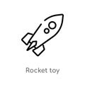 outline rocket toy vector icon. isolated black simple line element illustration from toys concept. editable vector stroke rocket Royalty Free Stock Photo