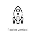 outline rocket vertical position vector icon. isolated black simple line element illustration from transport concept. editable