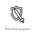 outline role playing game vector icon. isolated black simple line element illustration from gaming concept. editable vector stroke