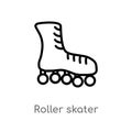 outline roller skater vector icon. isolated black simple line element illustration from fashion concept. editable vector stroke Royalty Free Stock Photo