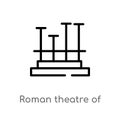 outline roman theatre of merida vector icon. isolated black simple line element illustration from monuments concept. editable