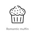 outline romantic muffin vector icon. isolated black simple line element illustration from food concept. editable vector stroke