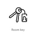 outline room key vector icon. isolated black simple line element illustration from hotel concept. editable vector stroke room key Royalty Free Stock Photo