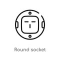 outline round socket vector icon. isolated black simple line element illustration from technology concept. editable vector stroke