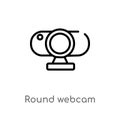 outline round webcam vector icon. isolated black simple line element illustration from computer concept. editable vector stroke Royalty Free Stock Photo