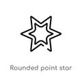 outline rounded point star vector icon. isolated black simple line element illustration from user interface concept. editable