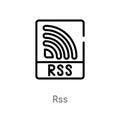 outline rss vector icon. isolated black simple line element illustration from marketing concept. editable vector stroke rss icon Royalty Free Stock Photo