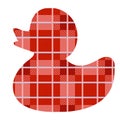 Outline of a rubber duckling painted in a plaid taran