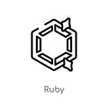 outline ruby vector icon. isolated black simple line element illustration from luxury concept. editable vector stroke ruby icon on