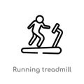 outline running treadmill vector icon. isolated black simple line element illustration from gym and fitness concept. editable Royalty Free Stock Photo