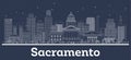 Outline Sacramento California City Skyline with White Buildings